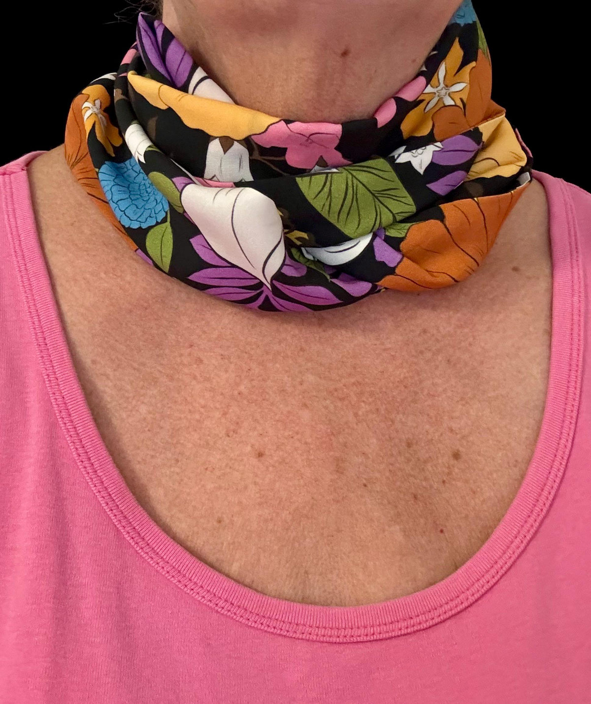 Colorful Floral Print Rayon Scarf or Sash