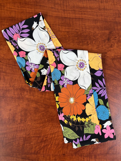Colorful Floral Print Rayon Scarf or Sash