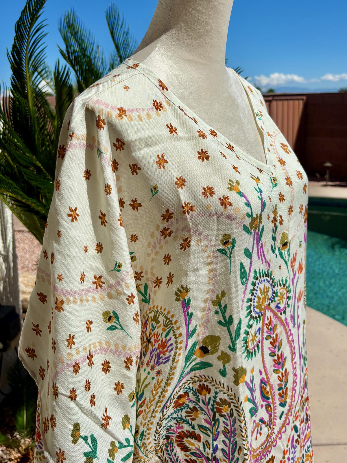 Casual AnyWear Dress, Pink, Orange and Green Rayon Fabric,  Cruise Resort Wear