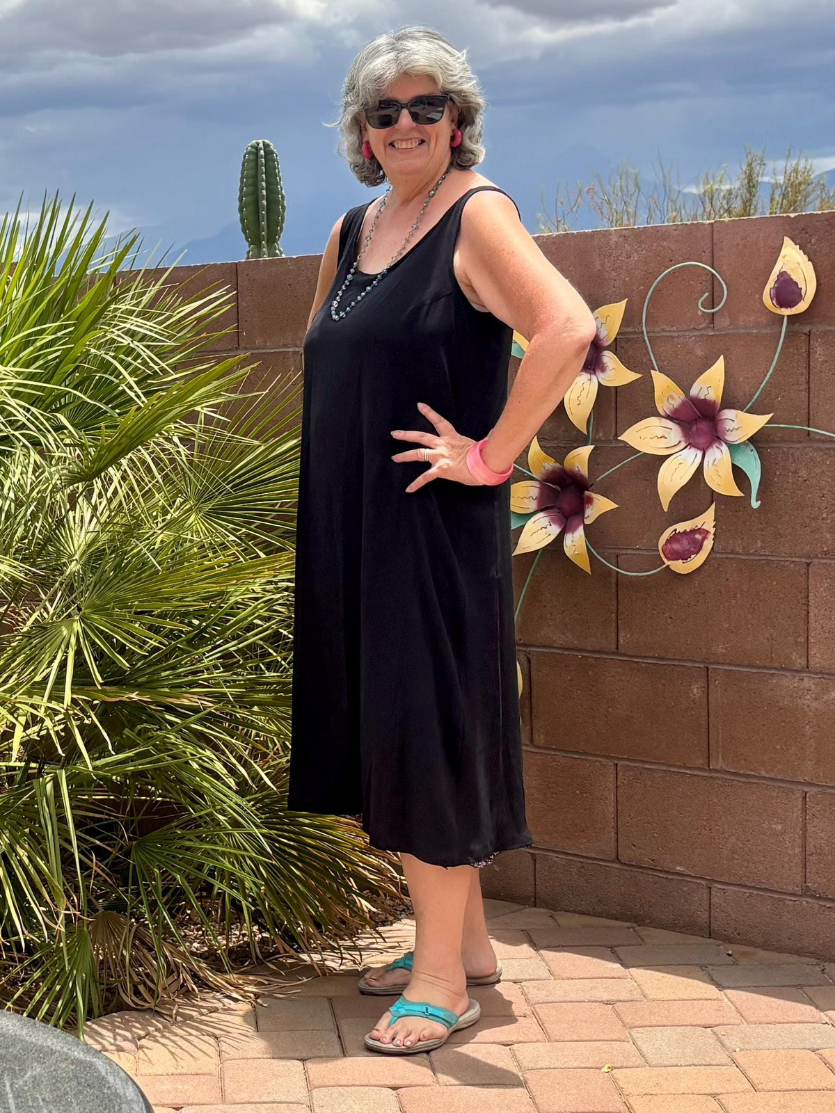 Reversible Purple Black Rayon Flip Dress, Sleeveless A-Line Resort and Cruise Wear
