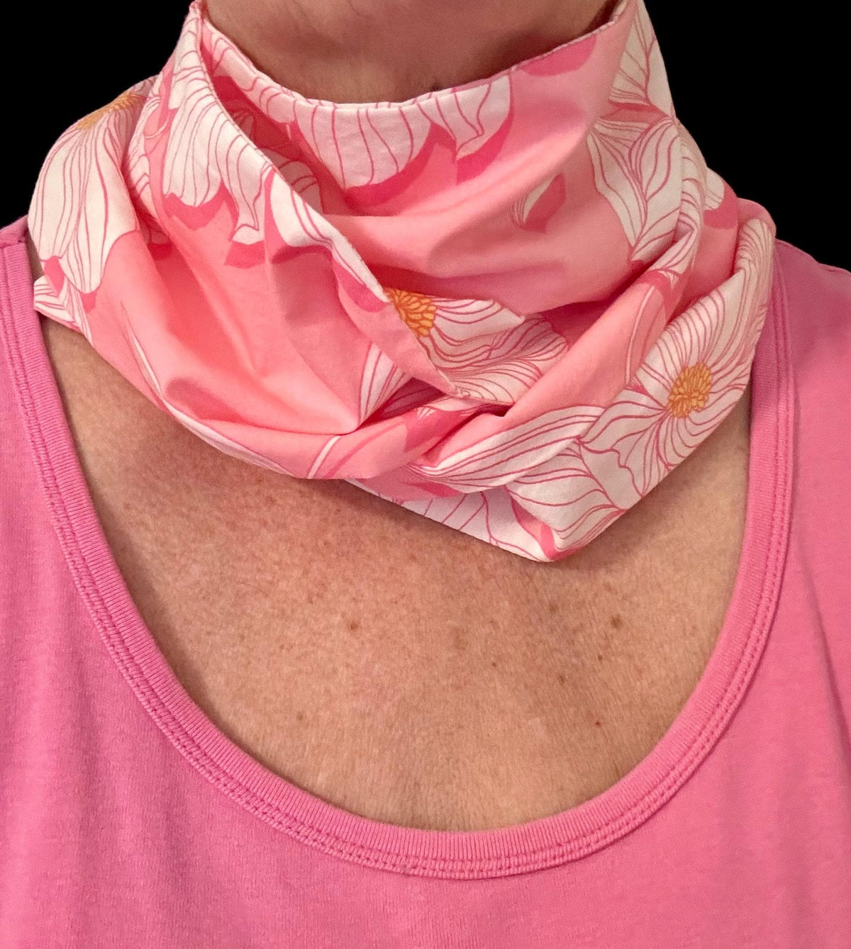 Pink Bold Floral Print Rayon Scarf or Sash