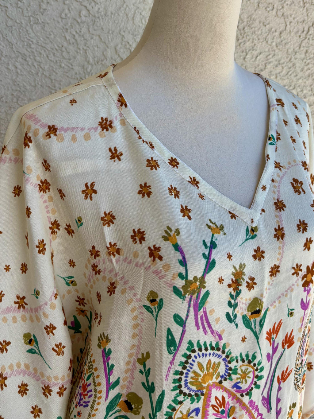 Casual AnyWear Dress, Pink, Orange and Green Rayon Fabric,  Cruise Resort Wear