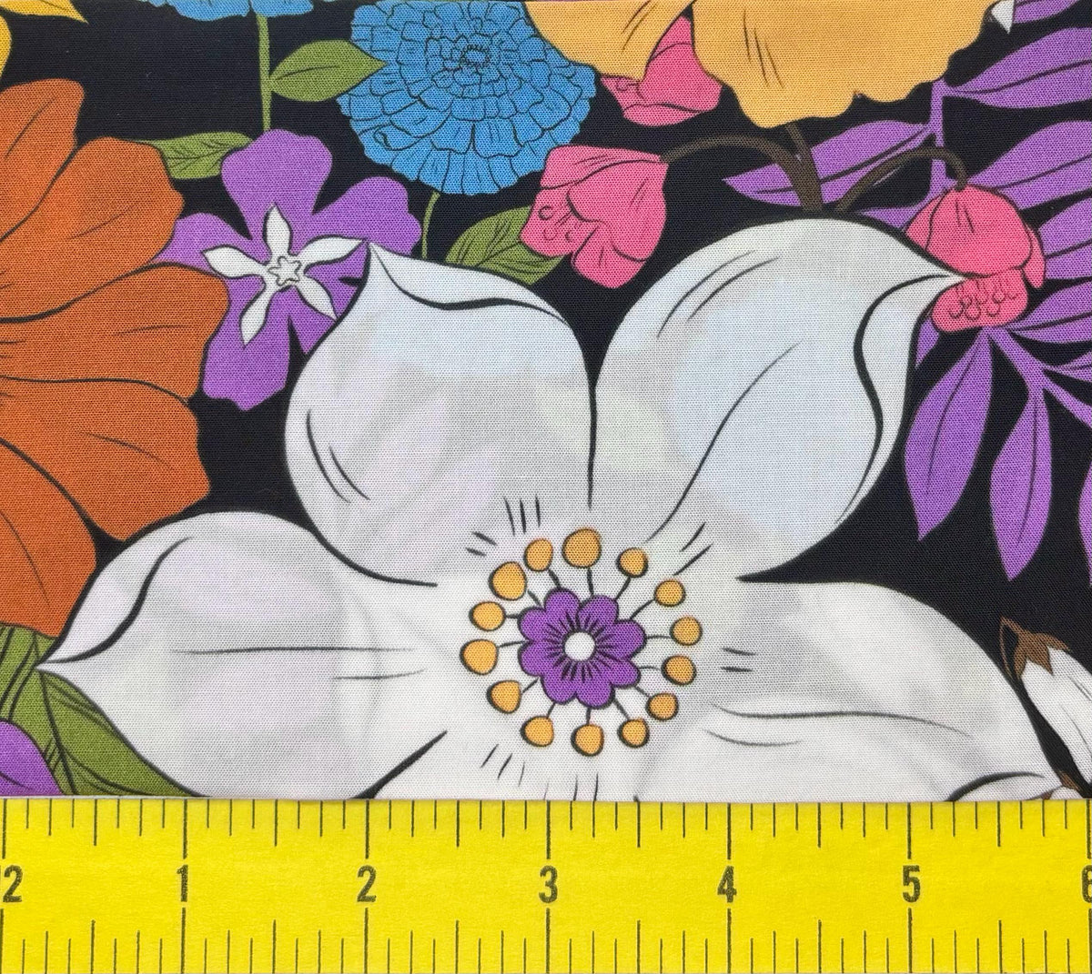 Colorful Floral Print Rayon Scarf or Sash