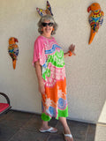 Casual AnyWear Dress, Pink, Orange and Green Rayon Fabric,  Cruise Resort Wear