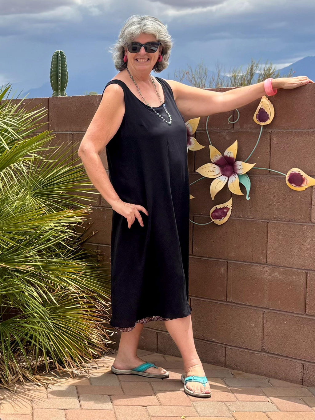 Reversible Purple Black Rayon Flip Dress, Sleeveless A-Line Resort and Cruise Wear