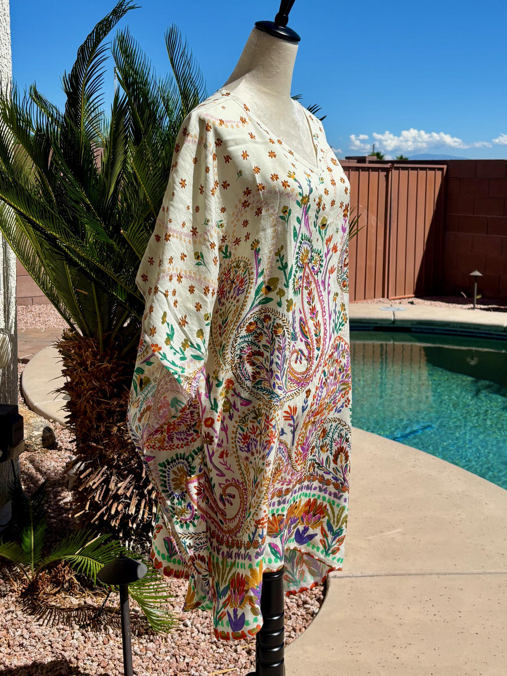 Casual AnyWear Dress, Pink, Orange and Green Rayon Fabric,  Cruise Resort Wear