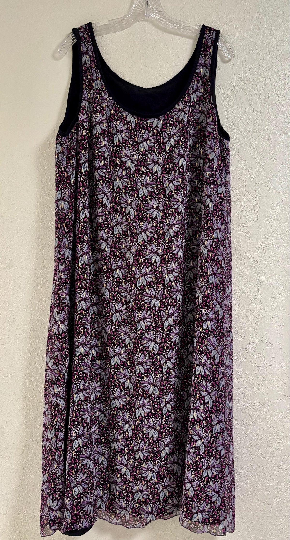 Reversible Purple Black Rayon Flip Dress, Sleeveless A-Line Resort and Cruise Wear