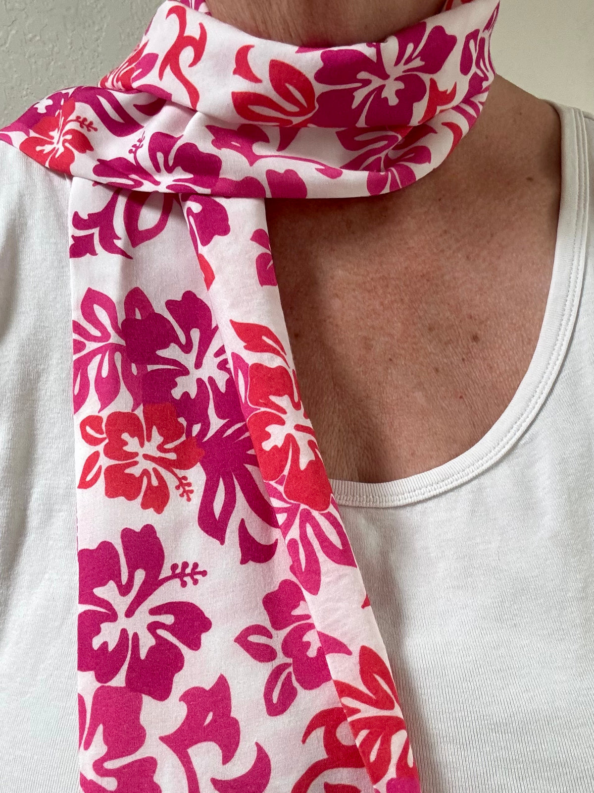 Colorful Floral Print Rayon Scarf or Sash