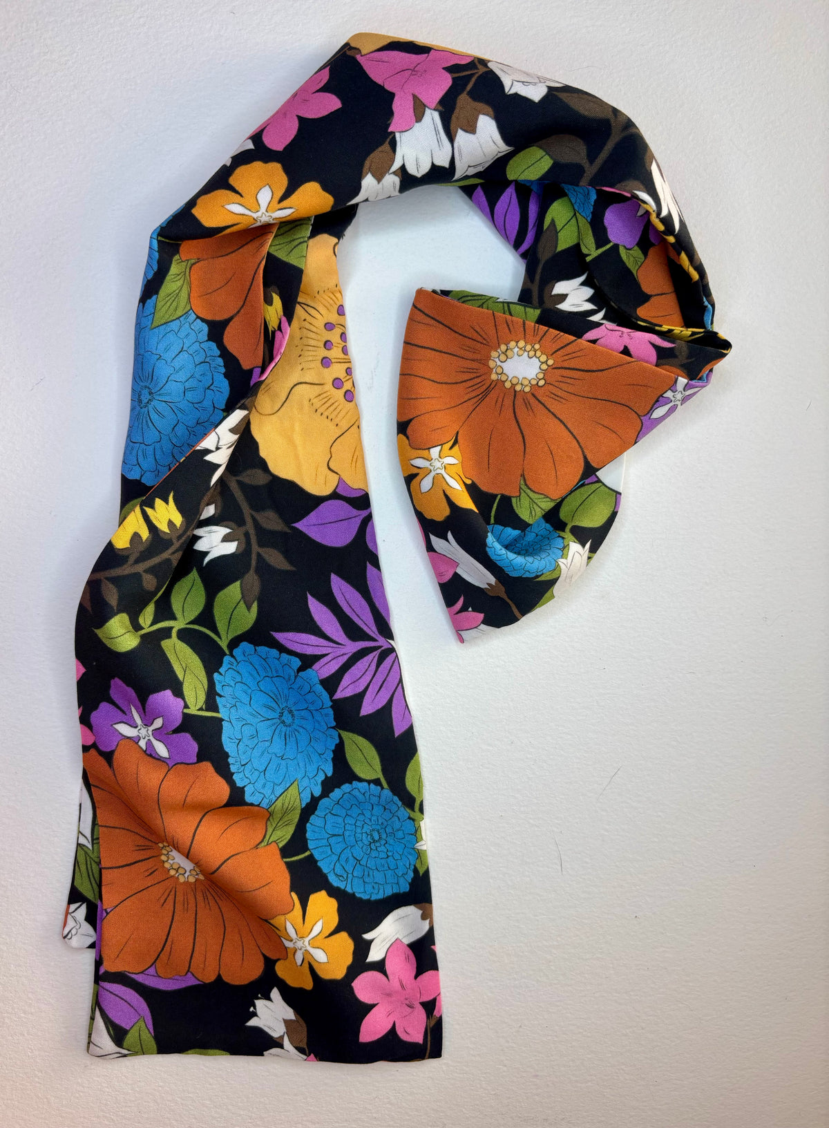 Colorful Floral Print Rayon Scarf or Sash