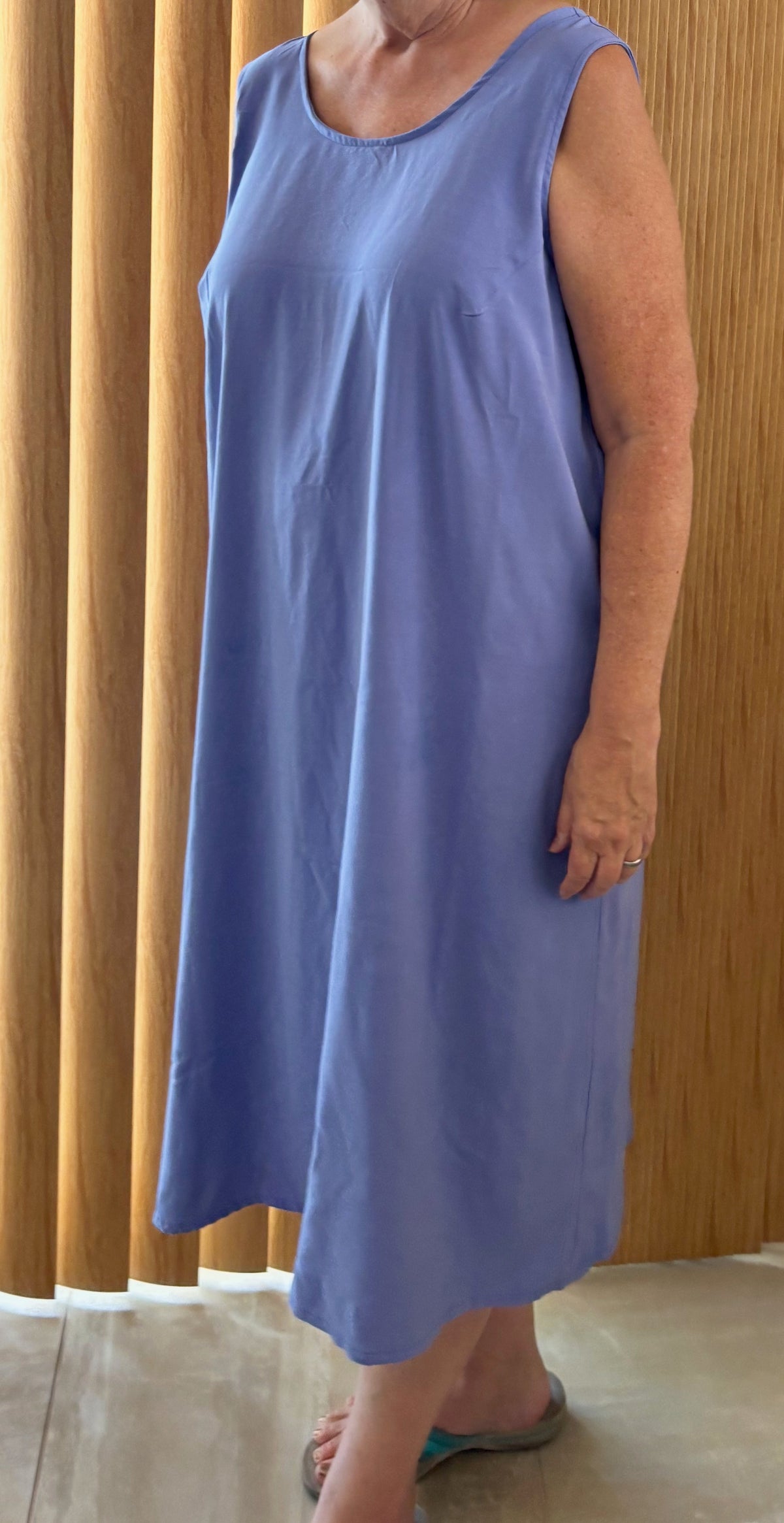 USA Made Purple Rayon Dress, Reversible Sleeveless Casual Cruise and Resort Dress