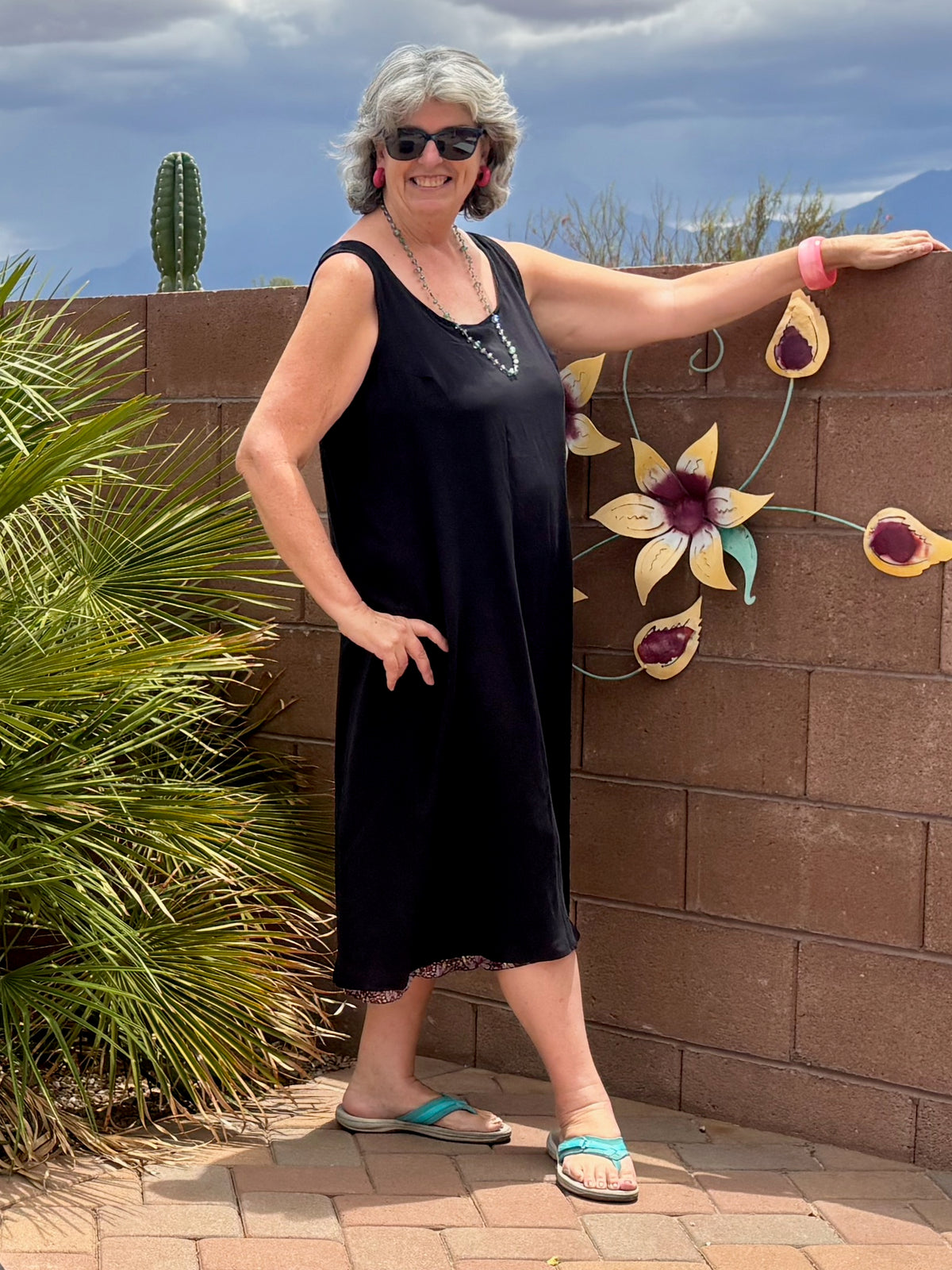 Reversible Purple & Black Rayon Dress, Sleeveless A-Line Resort and Cruise Wear