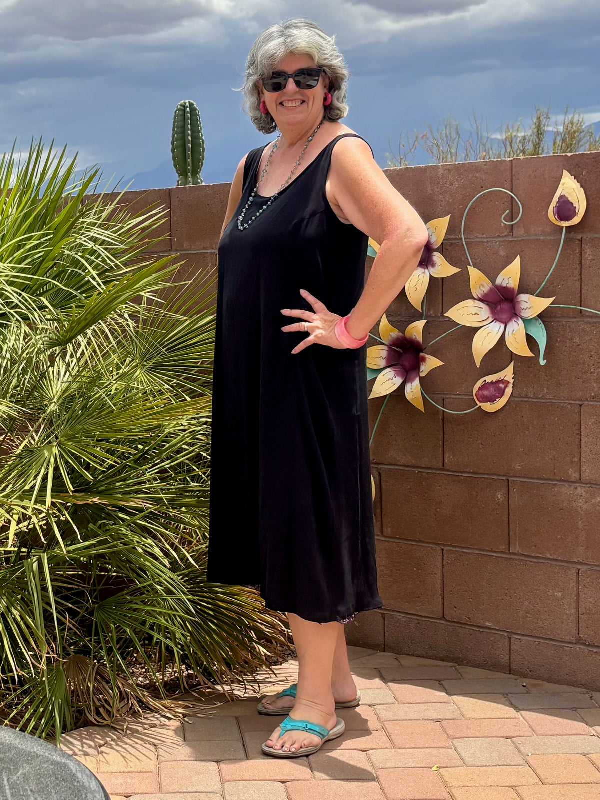 Reversible Purple & Black Rayon Dress, Sleeveless A-Line Resort and Cruise Wear