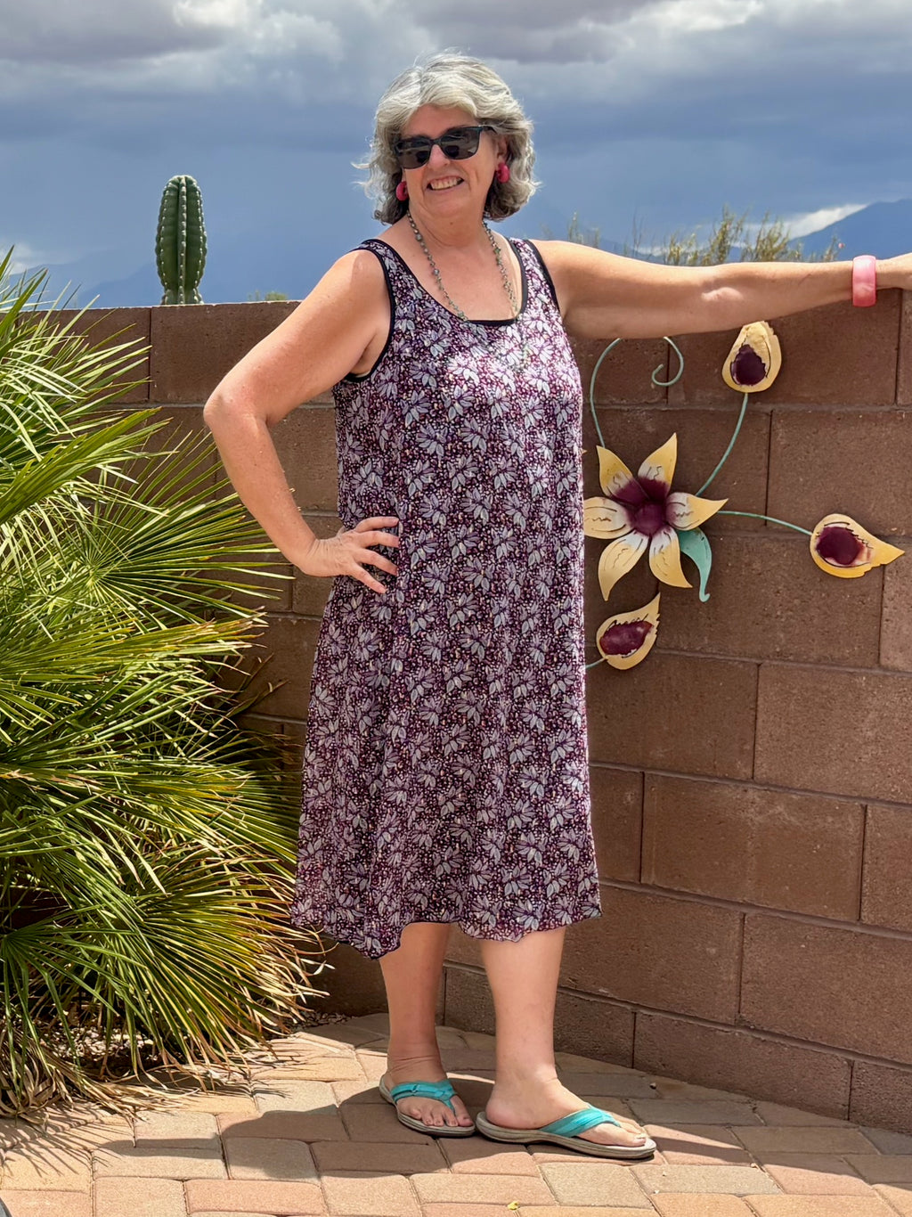 Reversible Purple & Black Rayon Dress, Sleeveless A-Line Resort and Cruise Wear