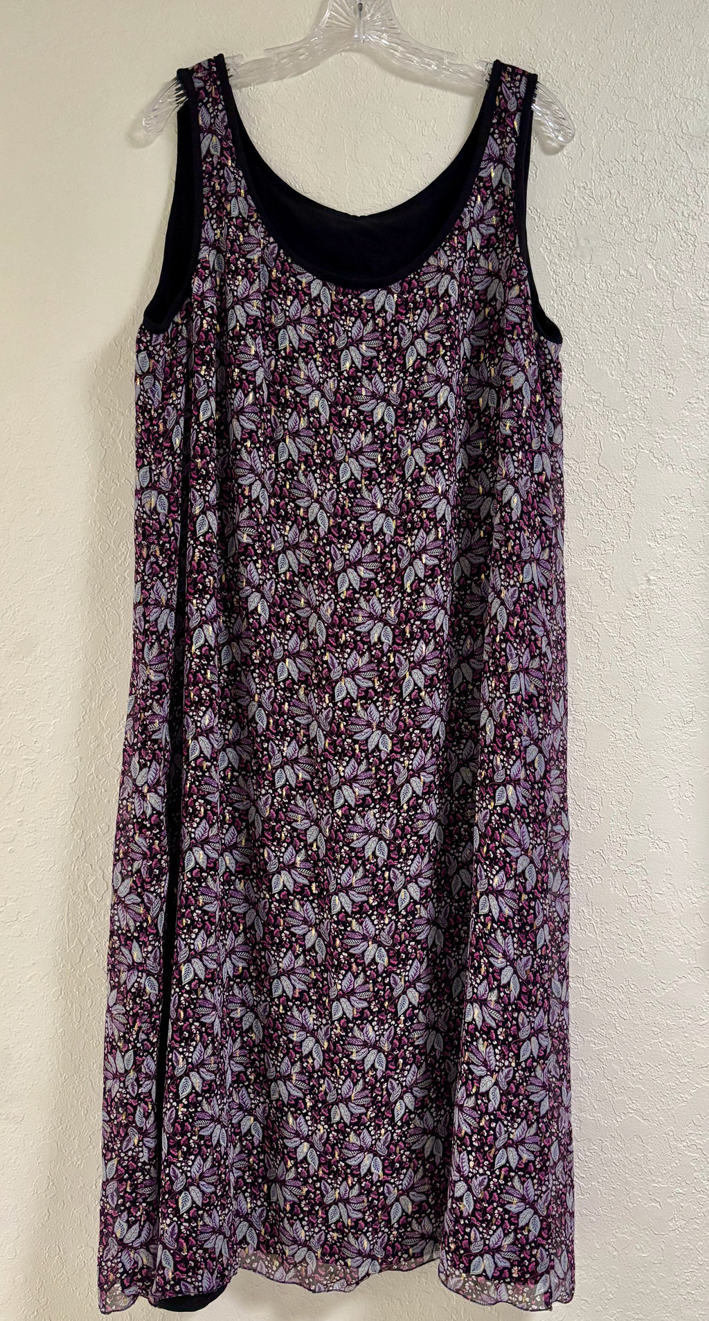Reversible Purple & Black Rayon Dress, Sleeveless A-Line Resort and Cruise Wear