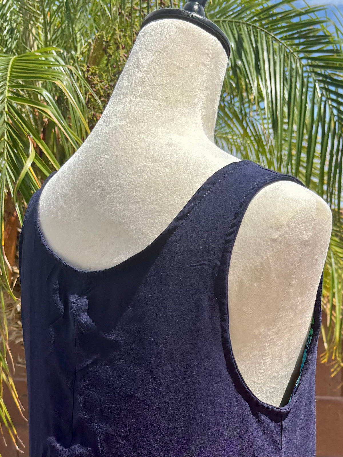 Reversible Aqua Navy Lime Rayon Flip Dress, Sleeveless A-Line Resort and Cruise Wear