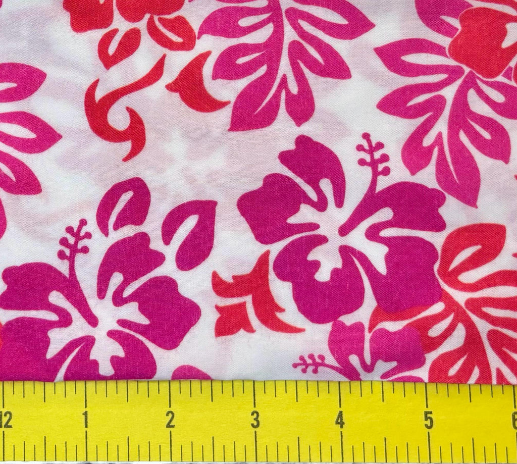 Pink Hawaiian Floral Print Rayon Scarf or Sash