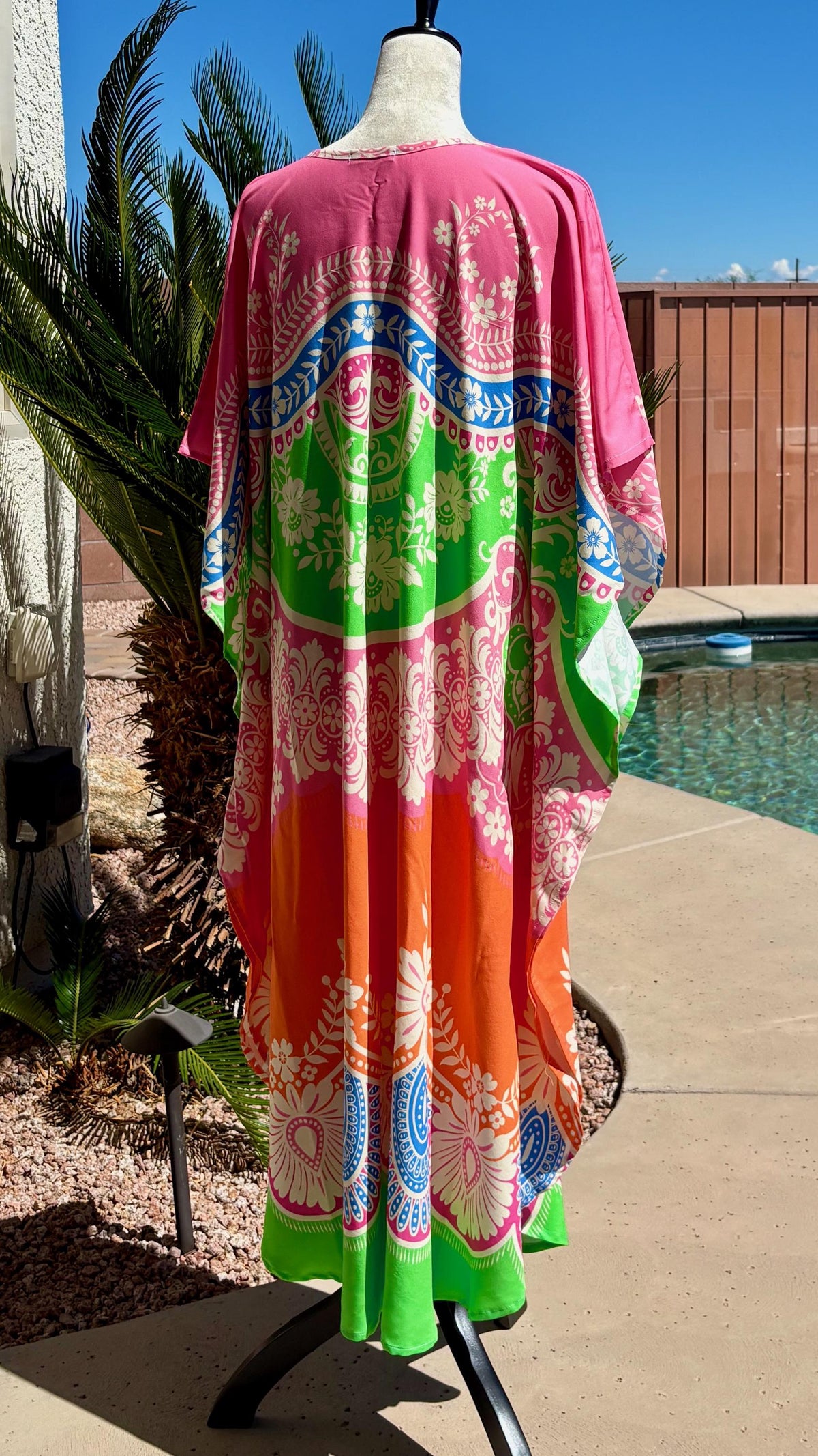 Casual AnyWear Dress, Pink, Orange and Green Rayon Fabric,  Cruise Resort Wear