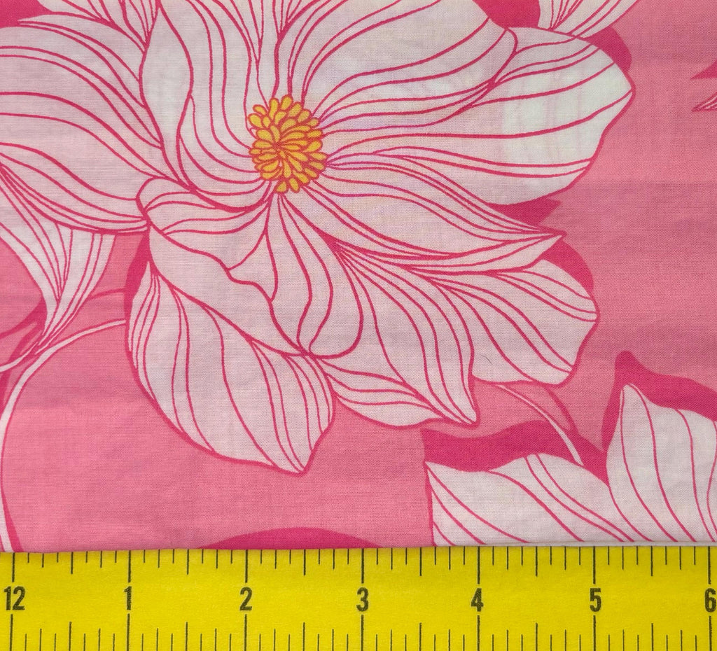 Pink Bold Floral Print Rayon Scarf or Sash