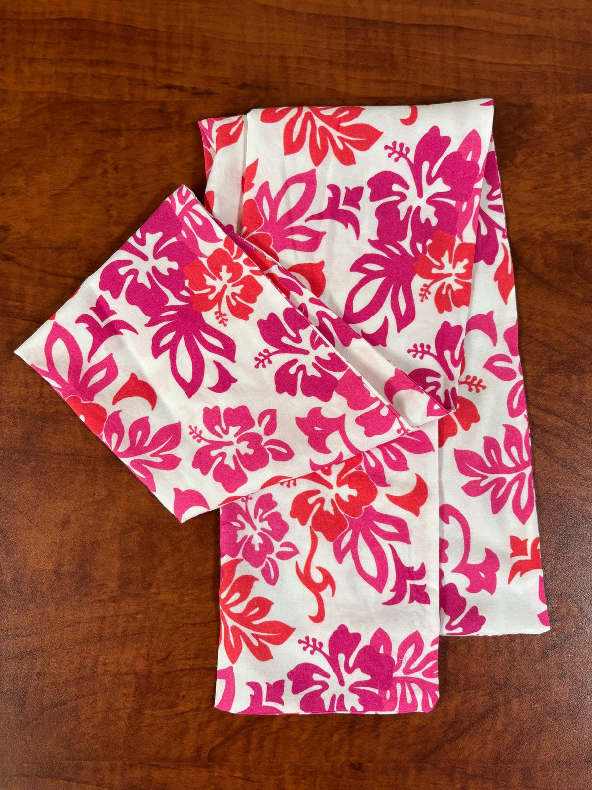 Pink Hawaiian Floral Print Rayon Scarf or Sash