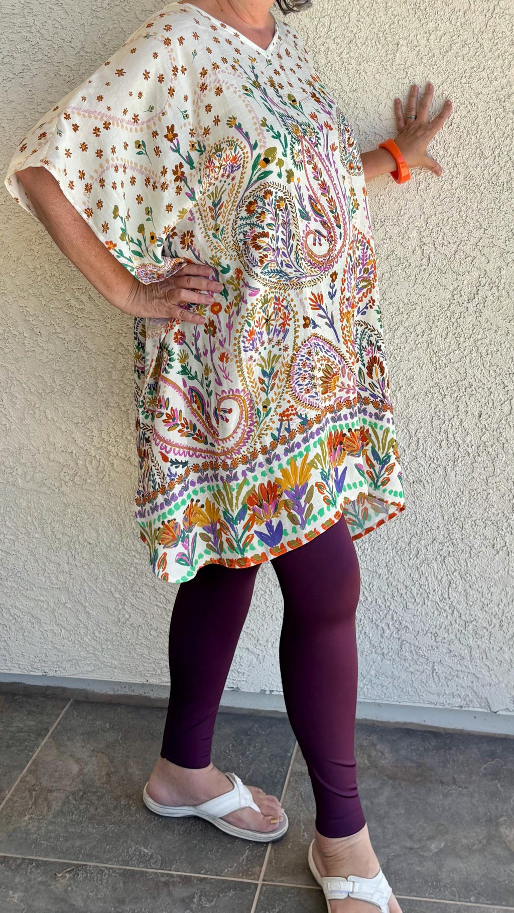 Casual AnyWear Dress, Pink, Orange and Green Rayon Fabric,  Cruise Resort Wear
