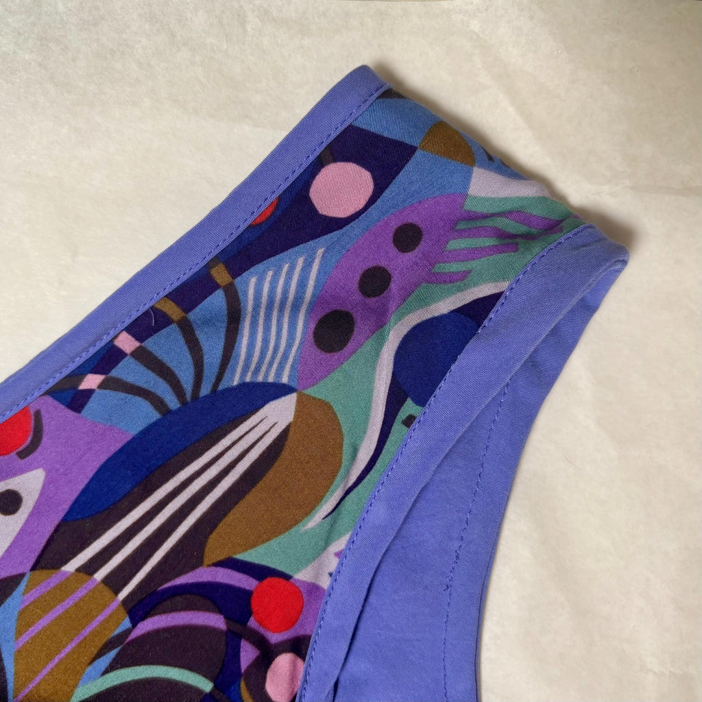 Hand Made Purple Rayon Dress, Reversible Shift,  Sleeveless Casual Cruise and Resort Dress
